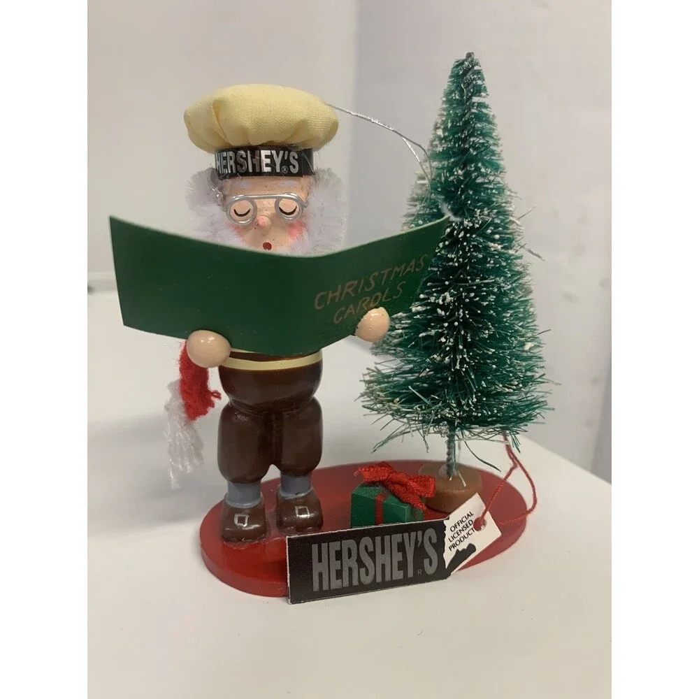 1993 Kurt Adler Wood Christmas Carol Ornament Hersheys Chocolate Elf Singing